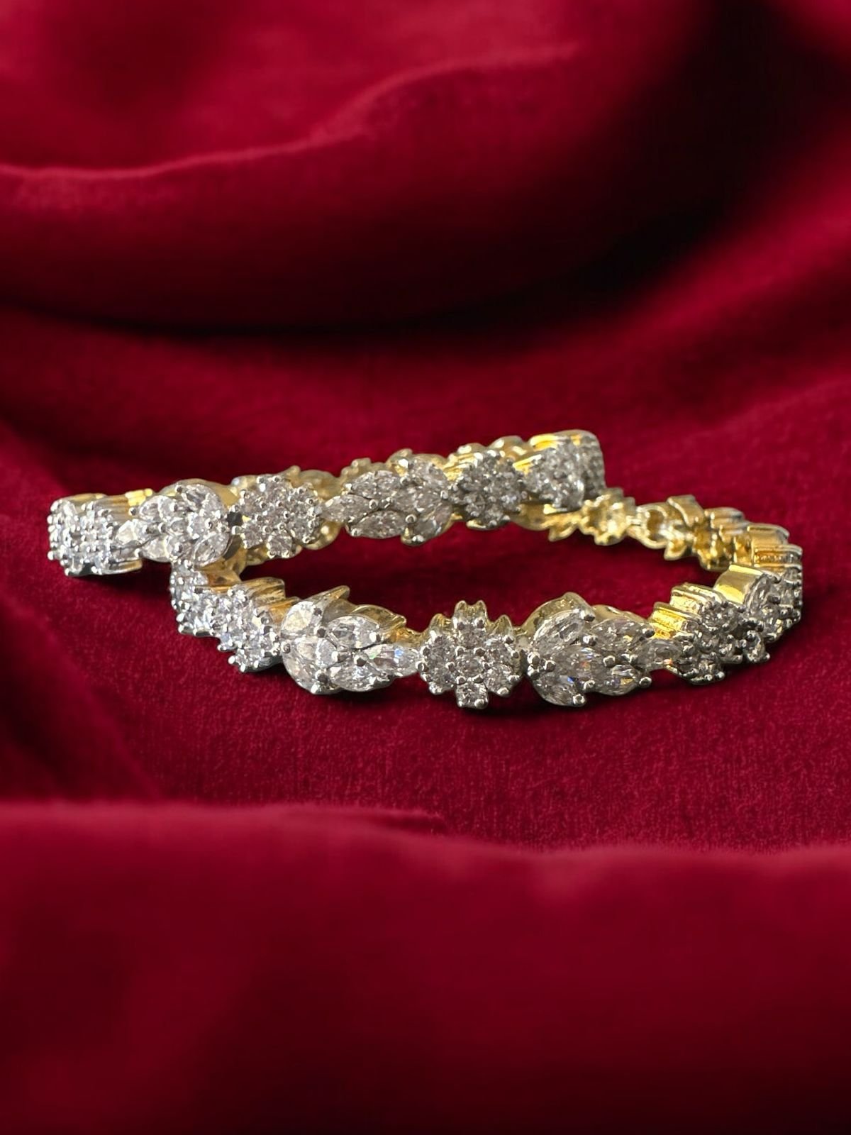 Premium cz stones  with gold polish bangle
