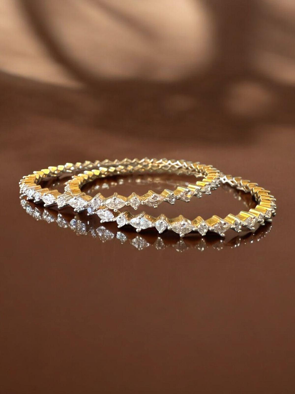 Premium cz stones with gold polish bangle