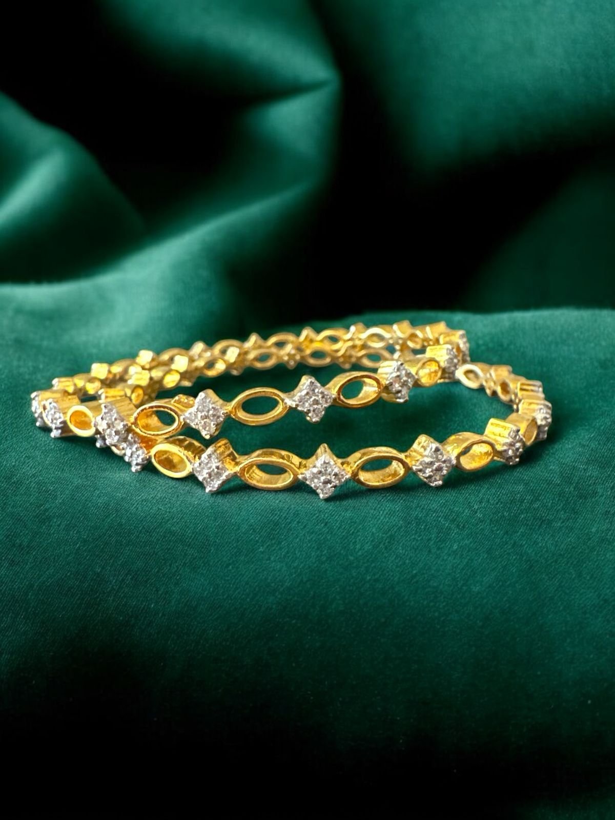Premium cz stones with gold polish bangle