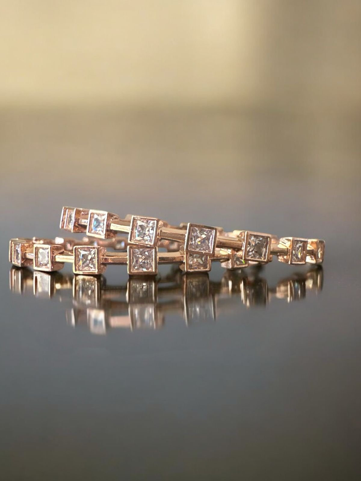 Premium cz stones with rose gold polish