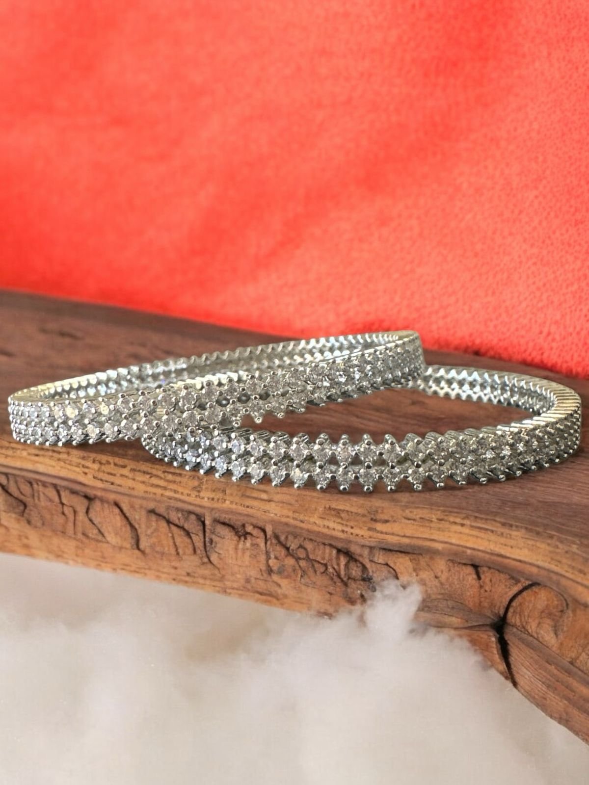 Premium cz stones with silver polish 2lines model