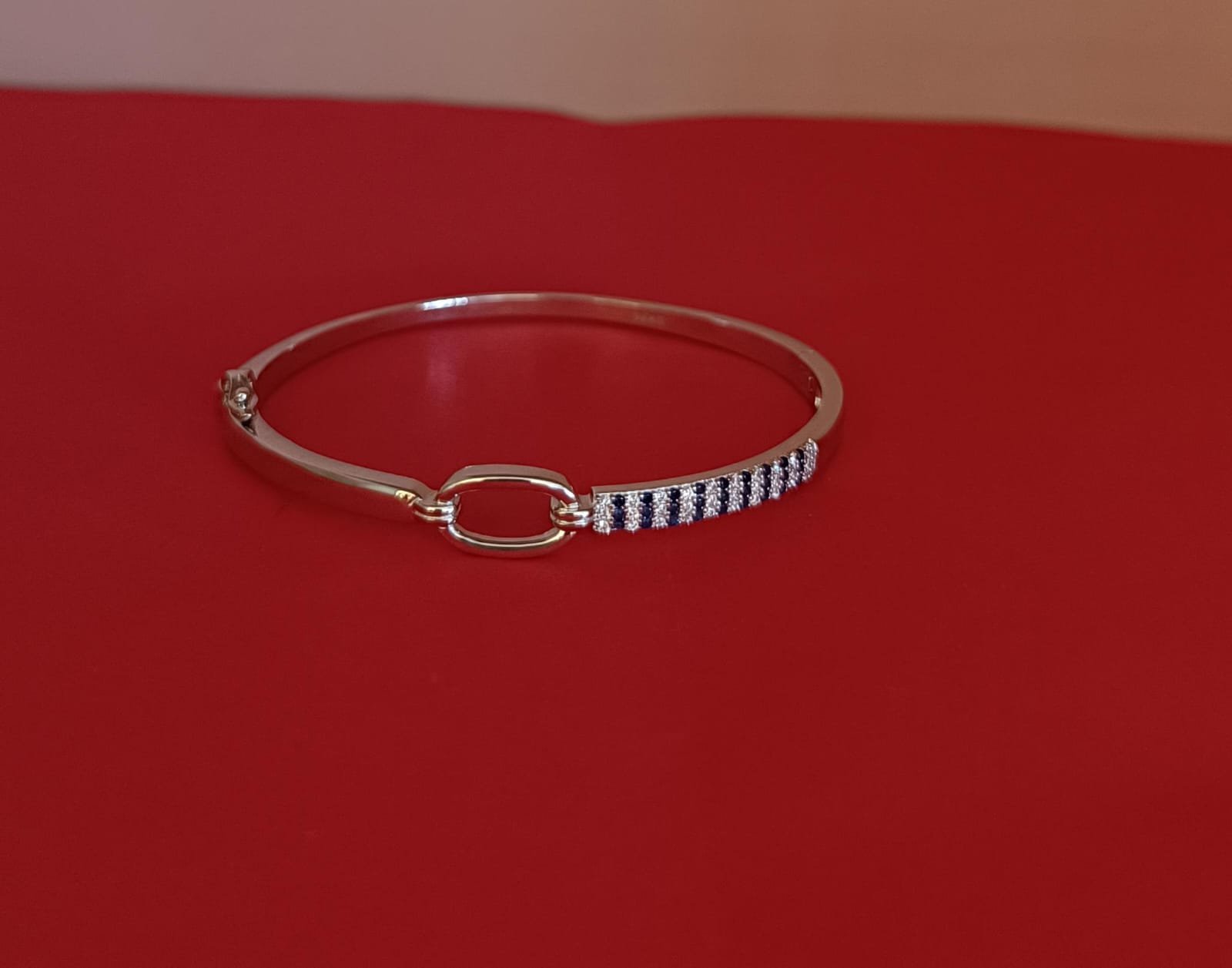 Premium cz stones with silver polish and white and blue stones Bracelet