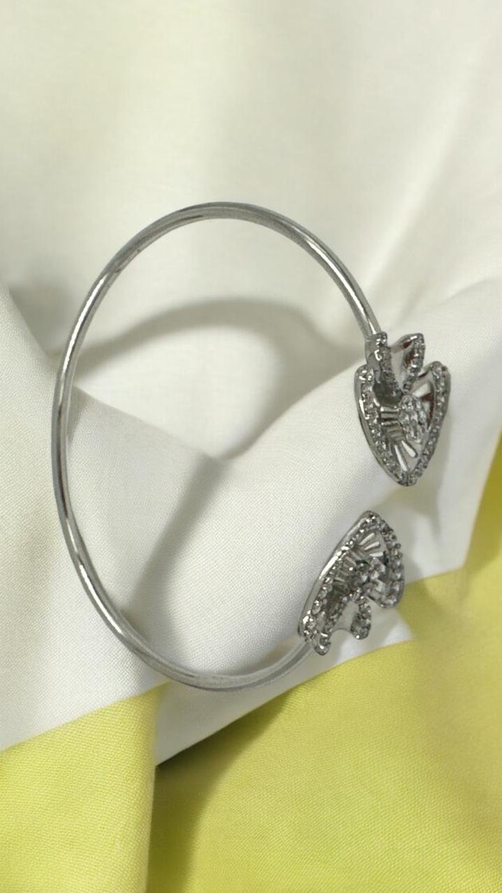 Premium cz stones with silver polish bangle model bracelet