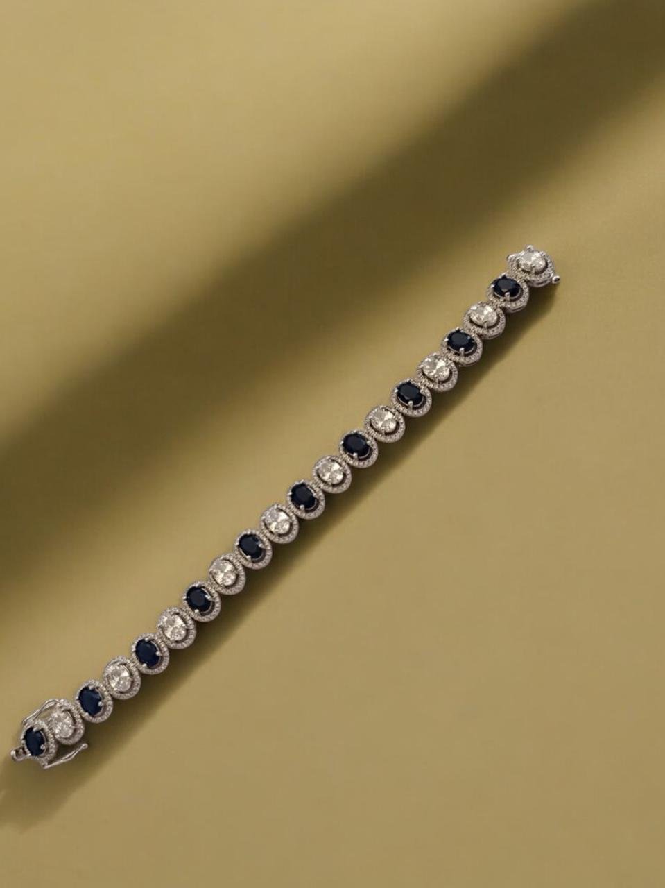 Premium cz stones with silver polish black and white stones Bracelet