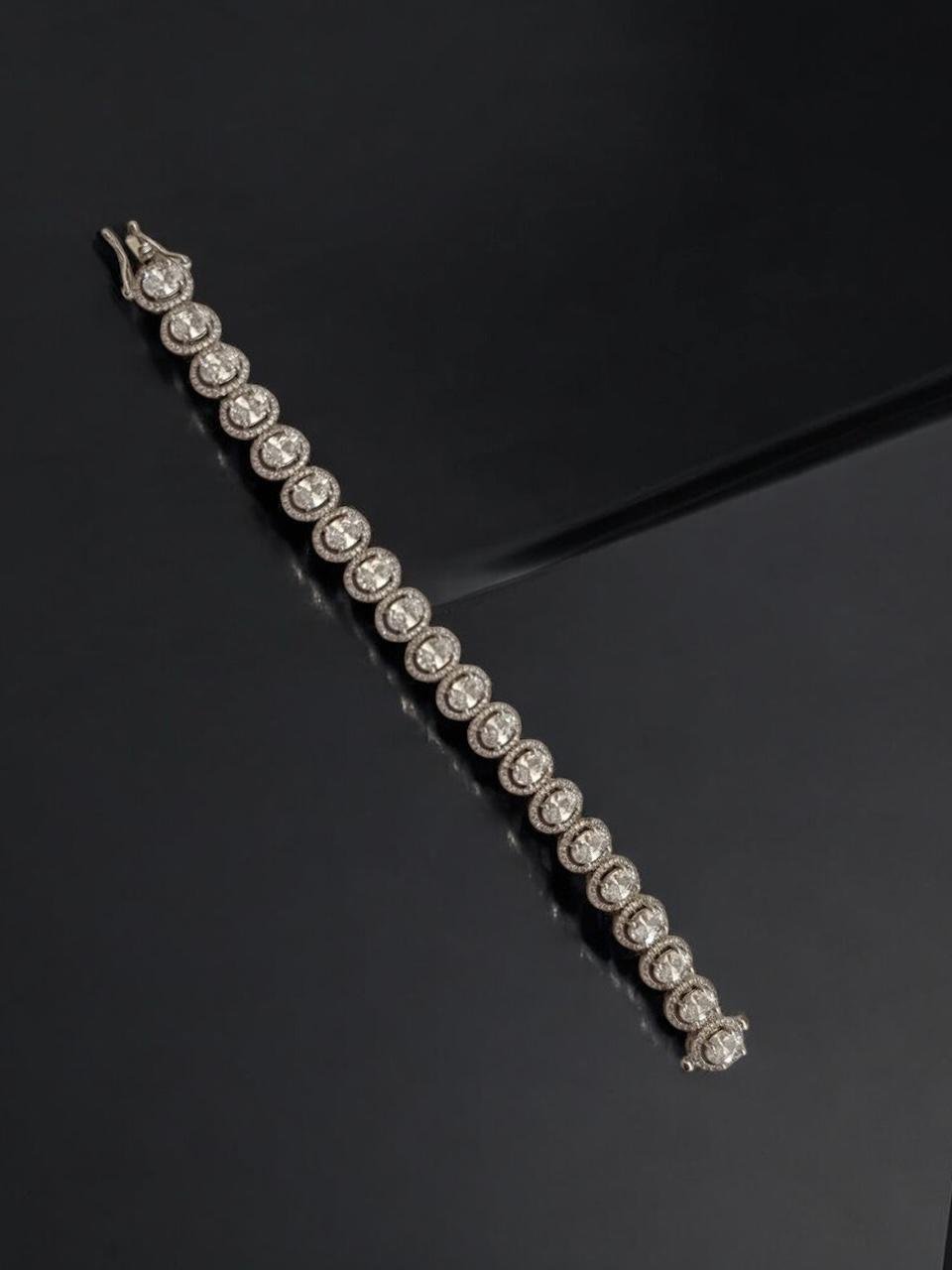 Premium cz stones with silver polish owl shep bracelet