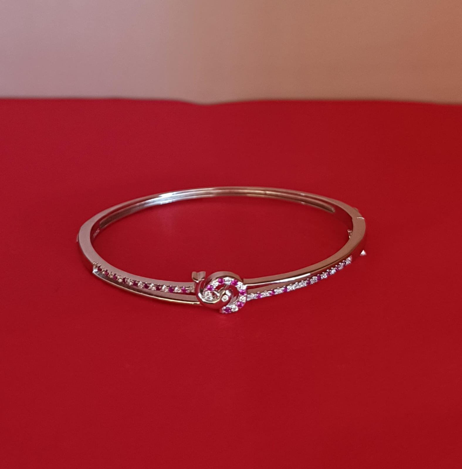 Premium cz stones with silver polish pink and white stones Bracelet