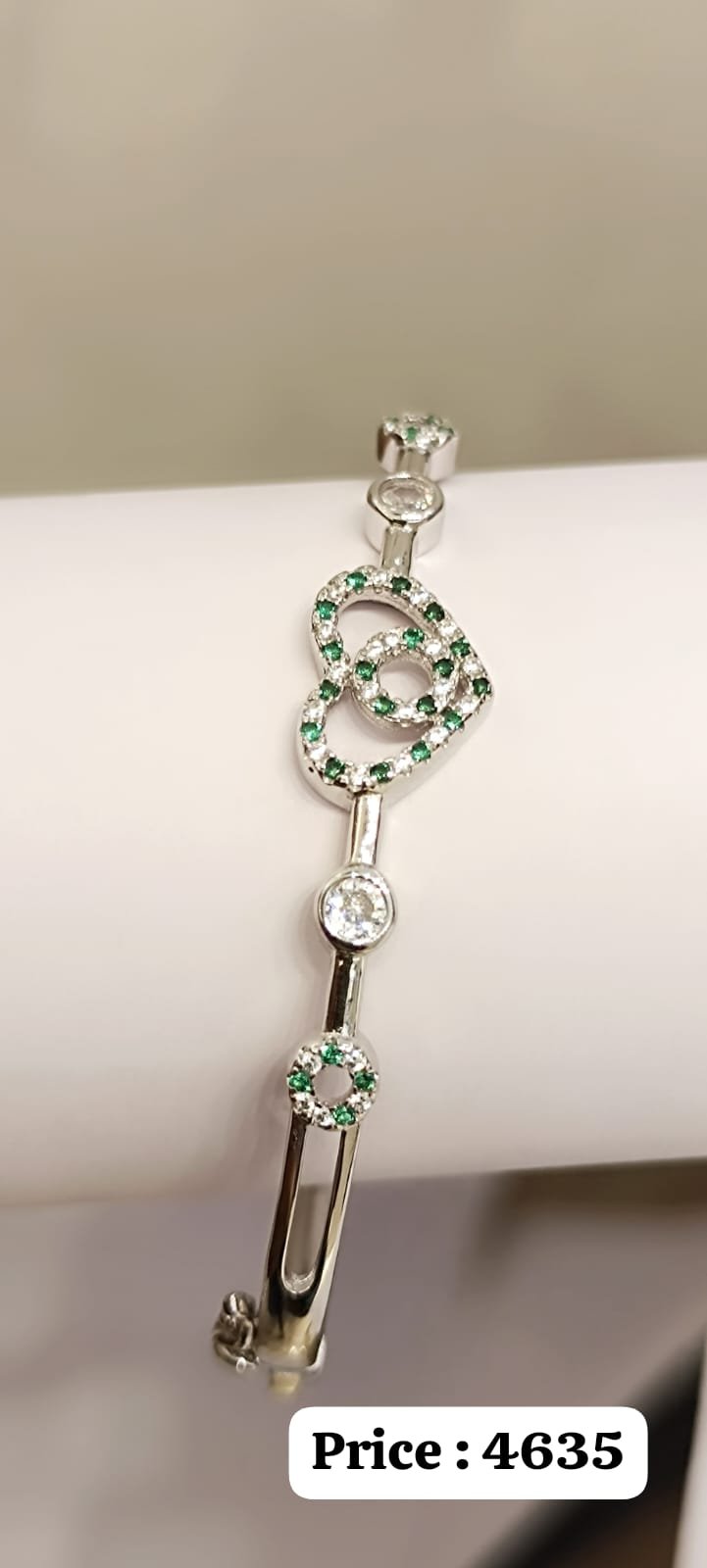 Premium cz stones with silver polish white and green stones Bracelet