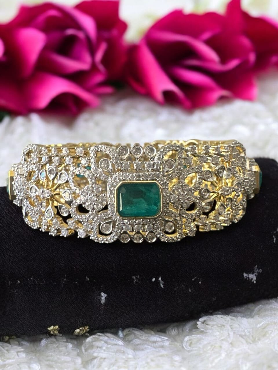 Premium green stone bangle