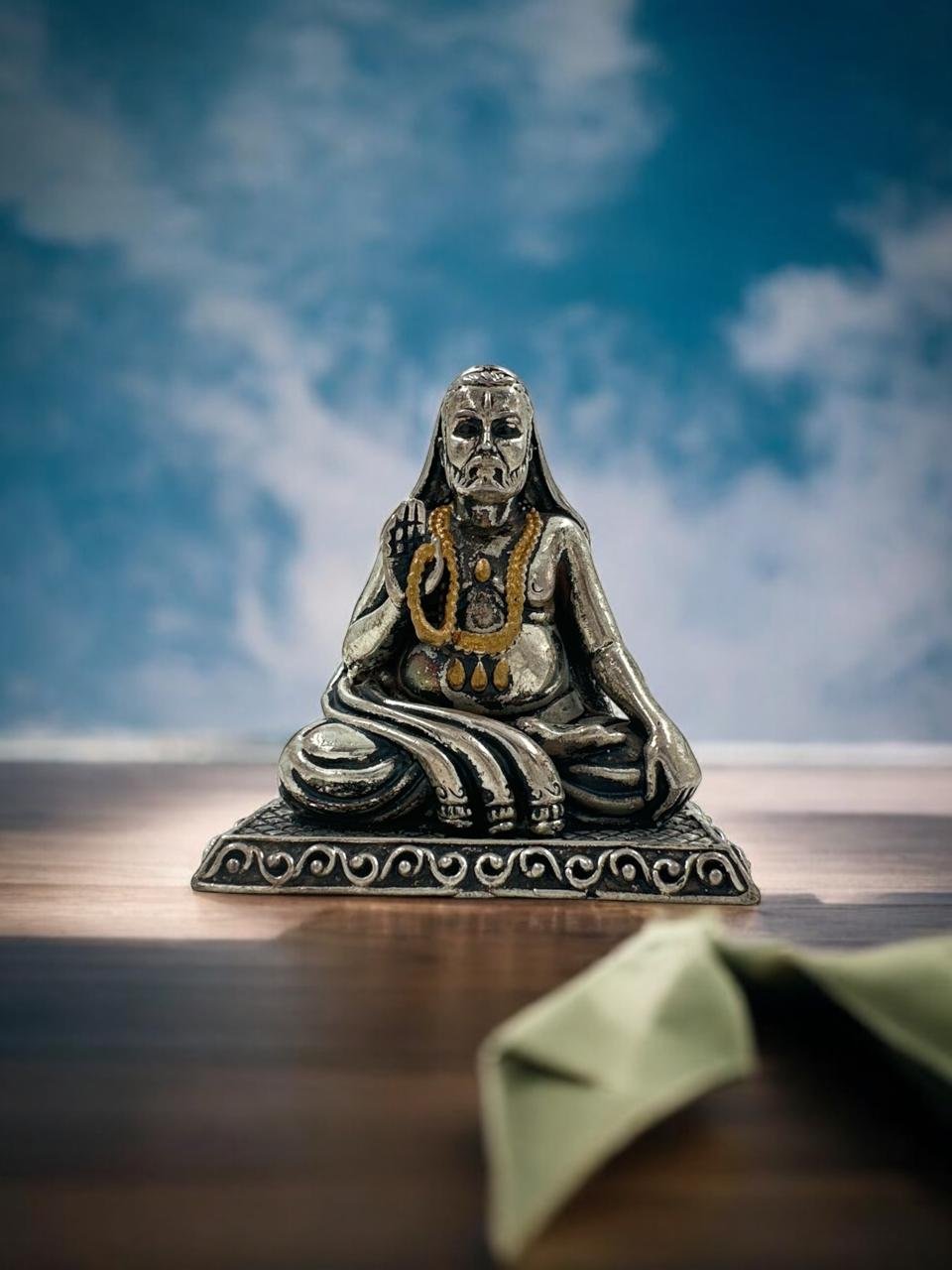 Raghavendra Swami Idol – Antique & Gold Polish