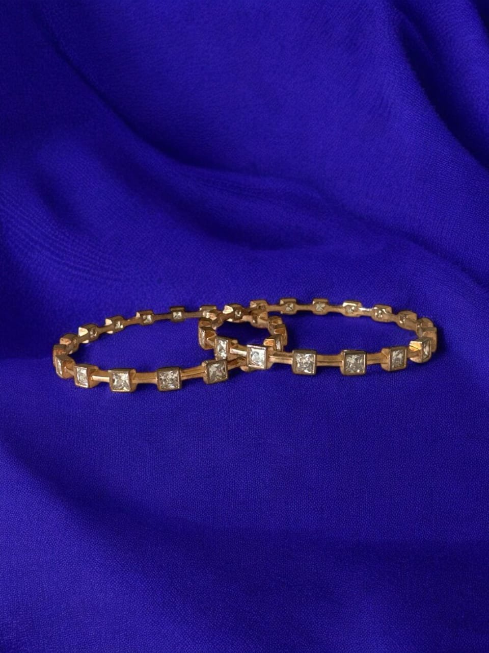 Rose gold polish premium cz stones bangle