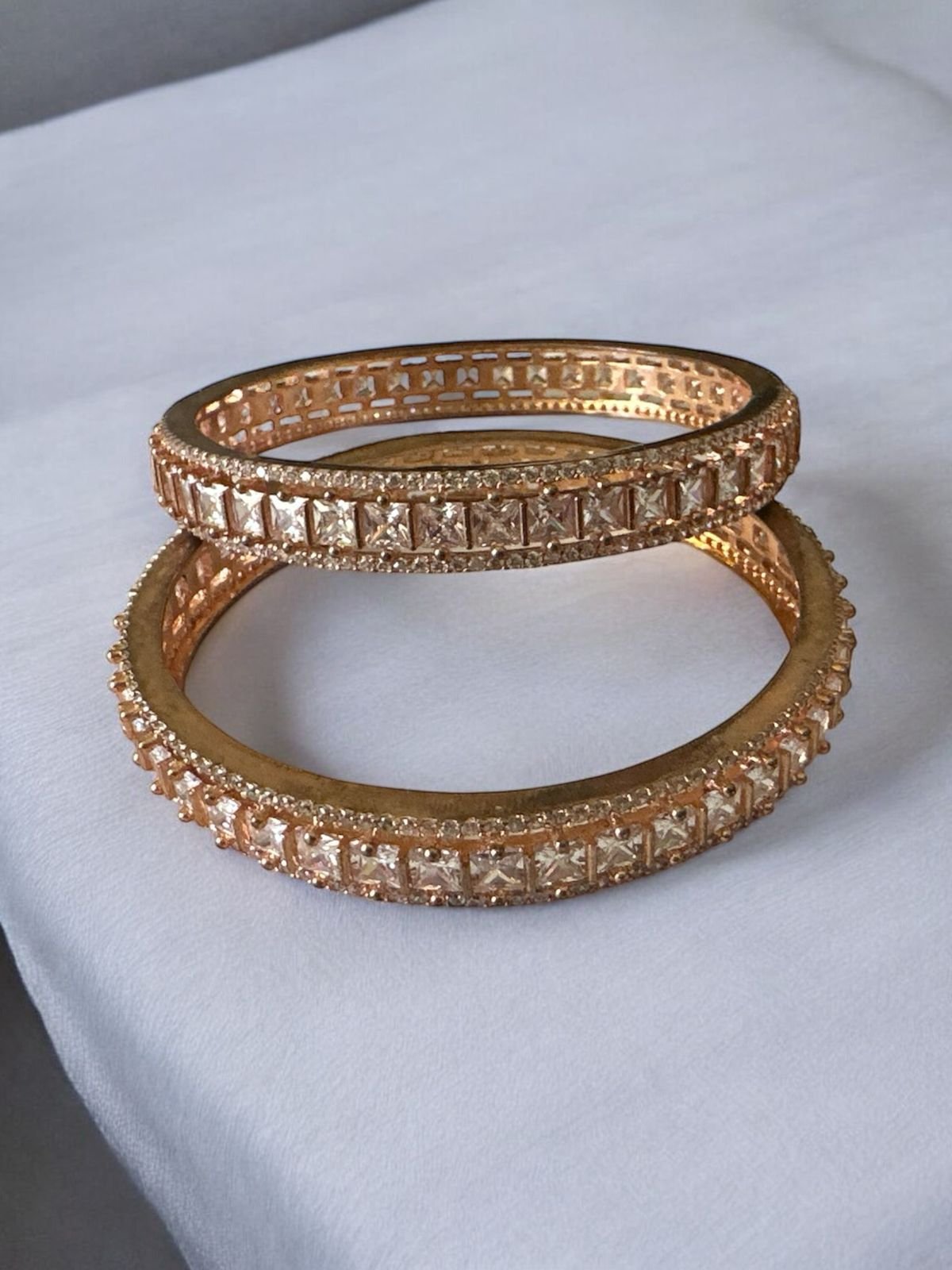 Rose gold polish premium cz stones bangle