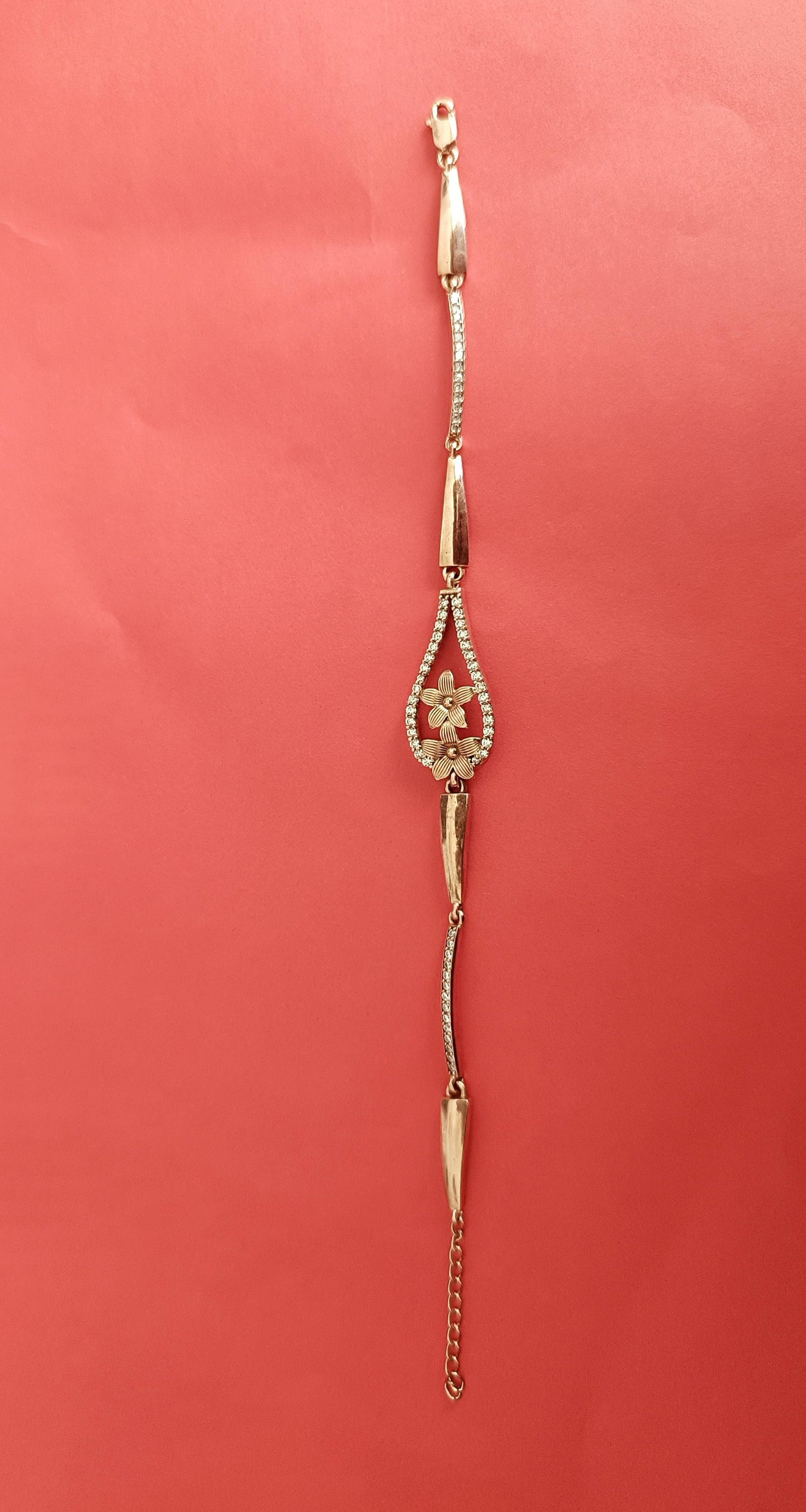 Rose gold polish premium cz stones with chain model bracelet