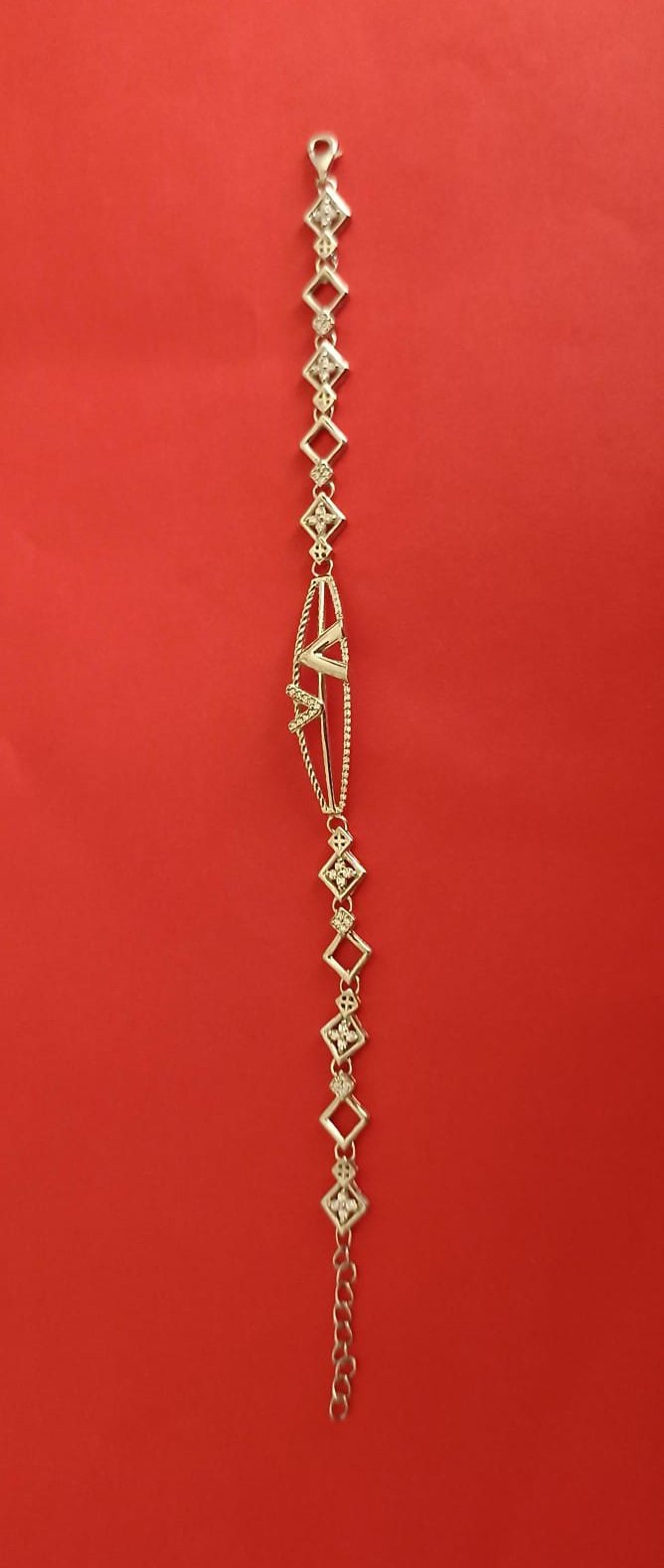 Rose gold polish premium cz stones with chain model bracelet