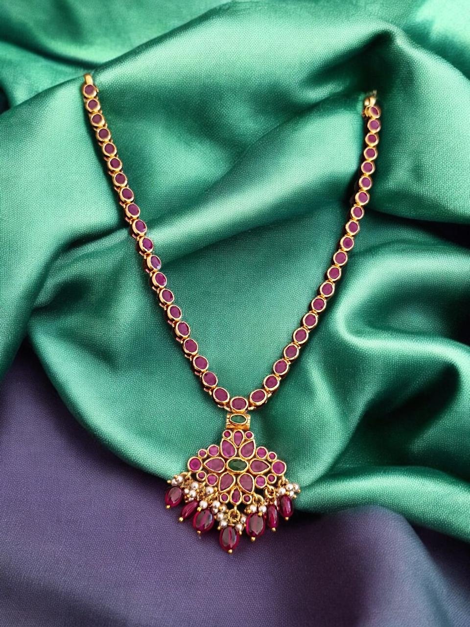 Ruby & Green Pendant Necklace