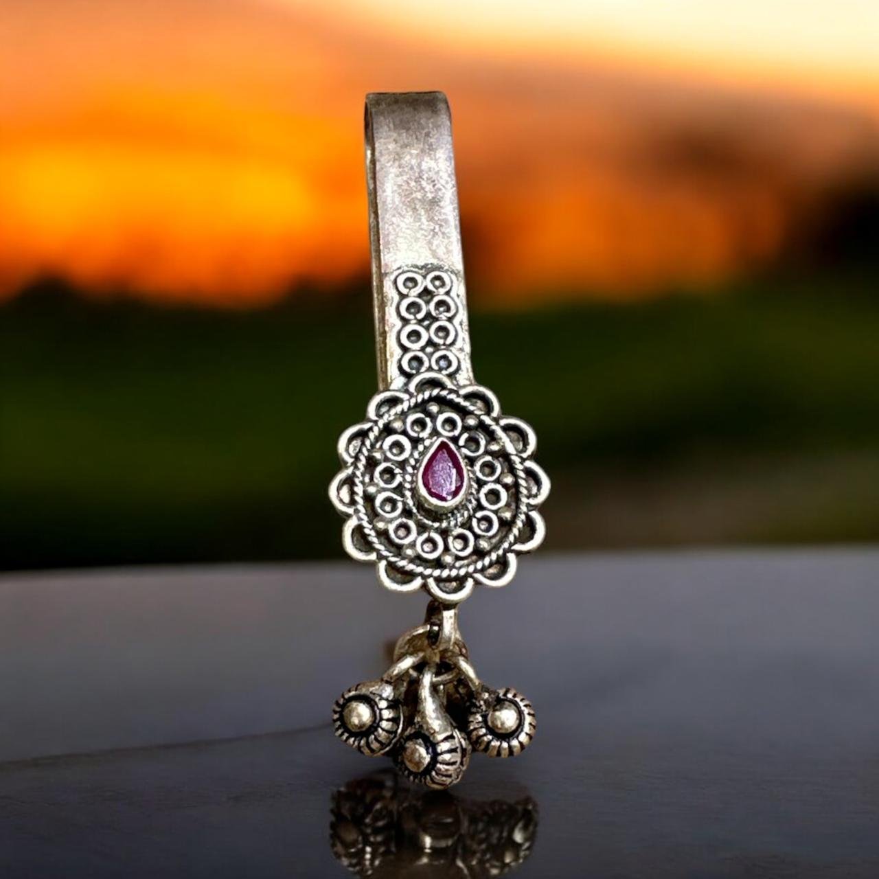 Ruby & Silver Bolls Key Chain