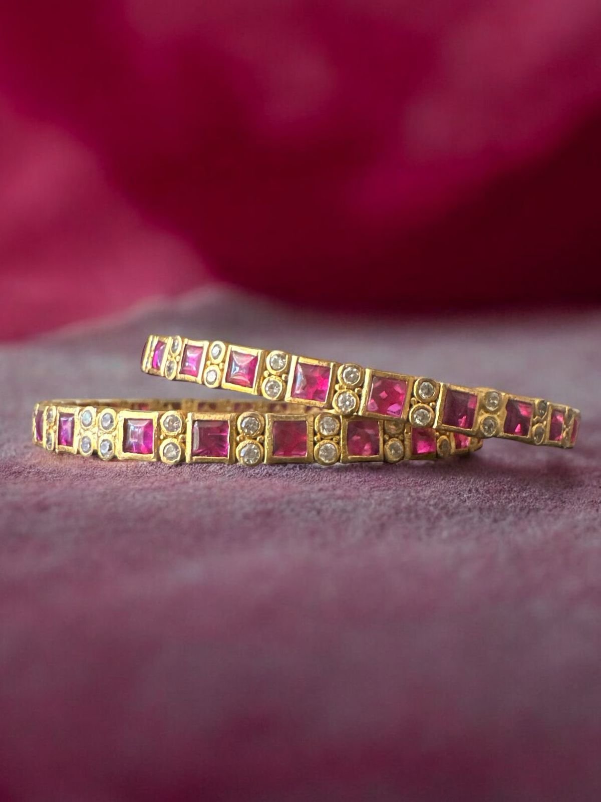 Ruby stones &white cz stones  with gold polish