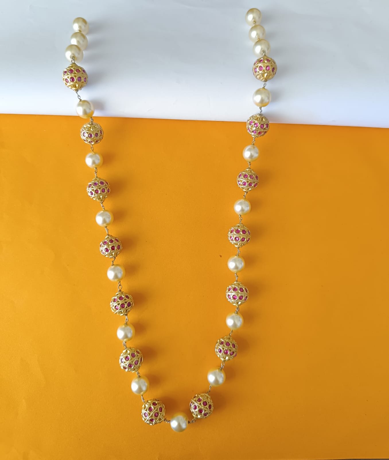 Ruby Swarovski Pearl Chain