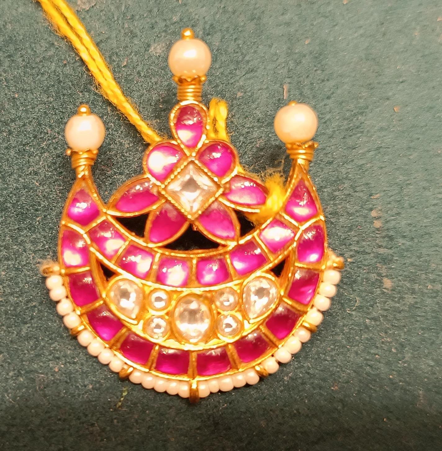 Ruby White Kundan Pearl Pendant