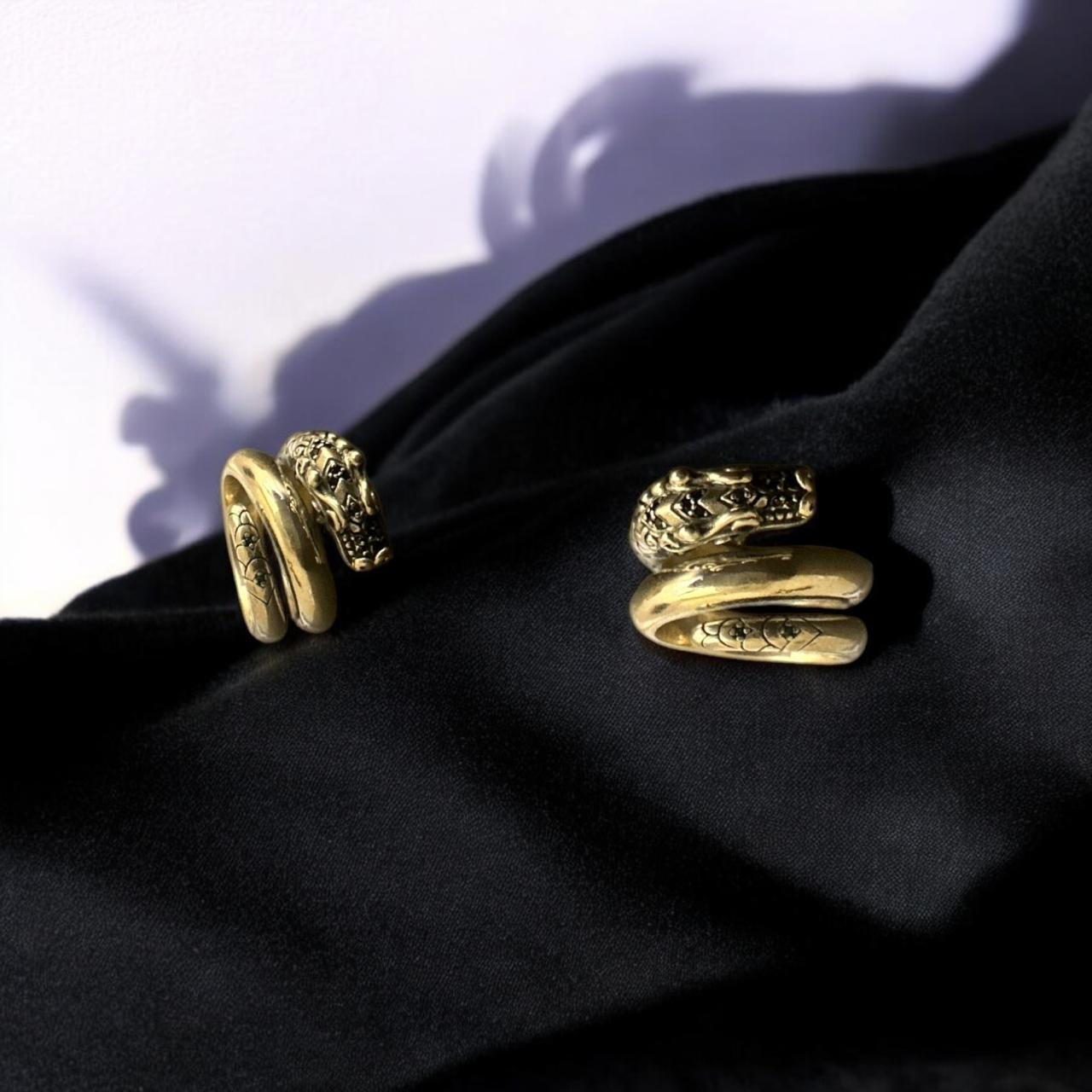 Snake Design Marker Stones Silver Polish Men’s Ring