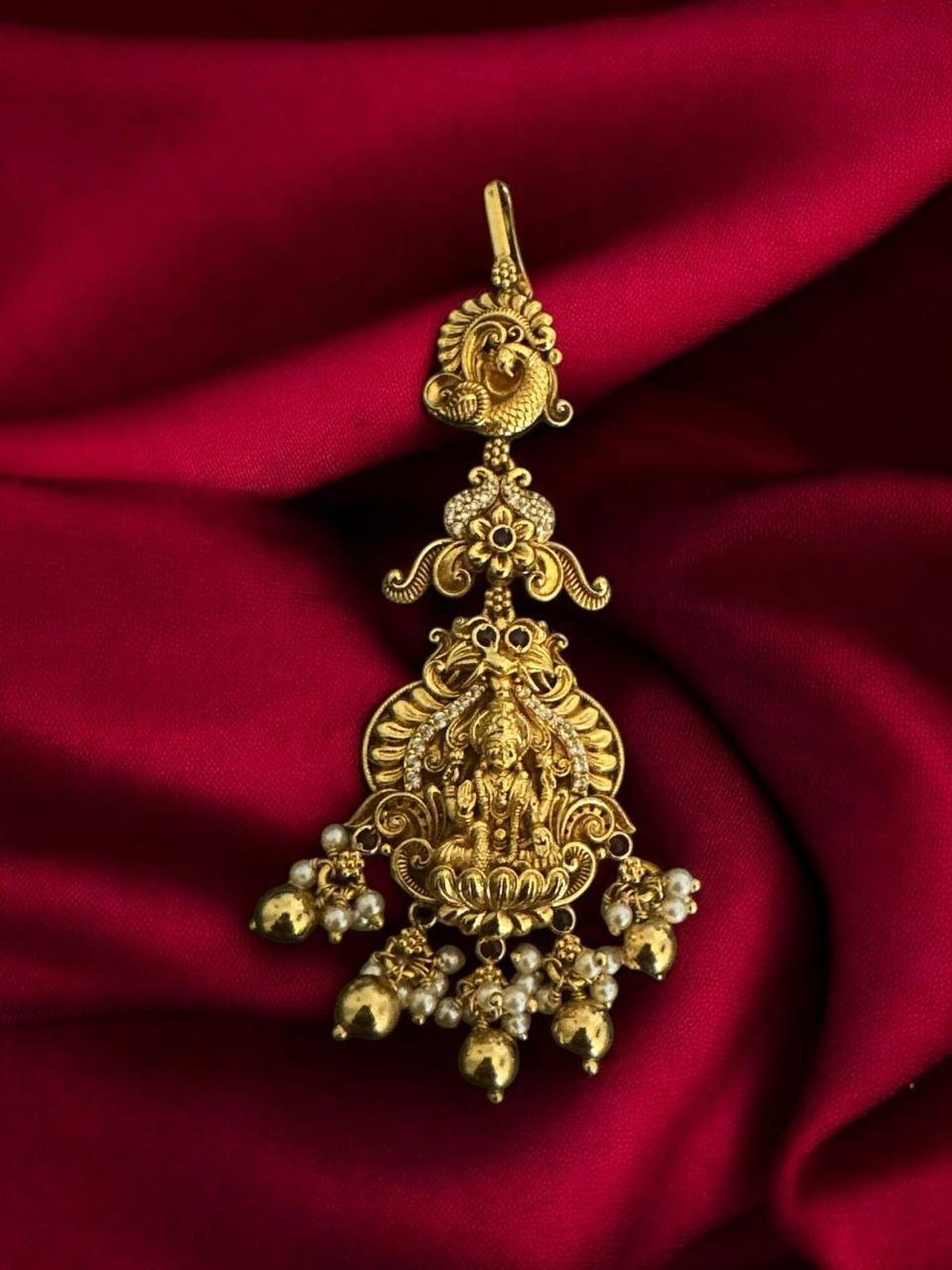 Temple Design CZ Ruby Maang Tikka