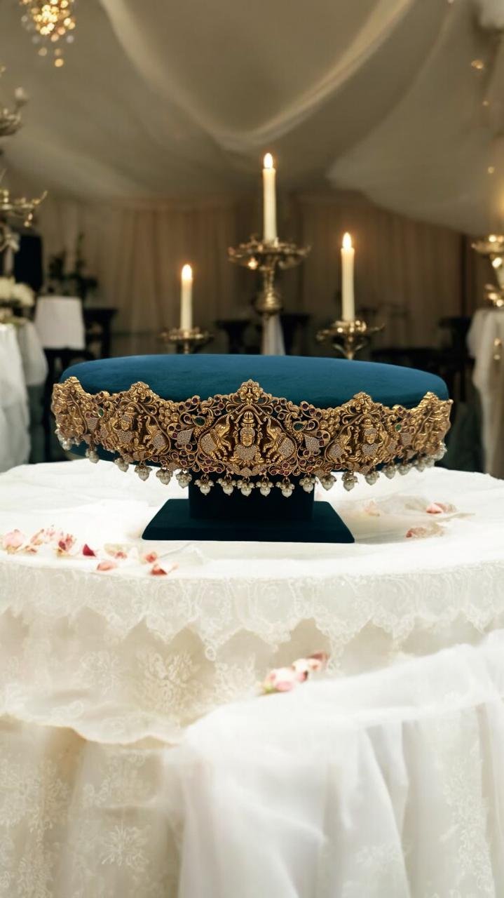 Temple design with ruby and emerald Vaddanam