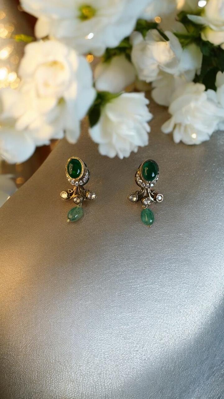 Victoria Polish Green Polki CZ Hangings